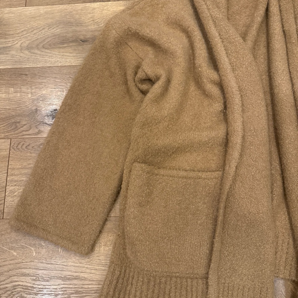 Madewell Gallatin Shawl-Collar Cardigan Sweater in Heather Praline Tan Size Med - Picture 7 of 8